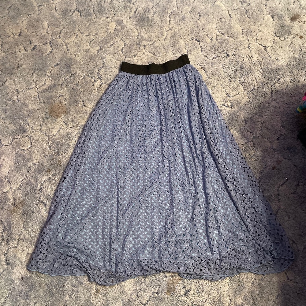 Blue lace maxi skirt